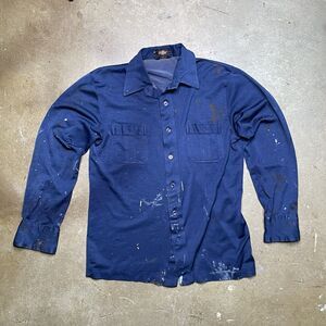 Thrashed Mens Button Up Shirt Puritan The Sporting Life Blue Lightweight Medium
